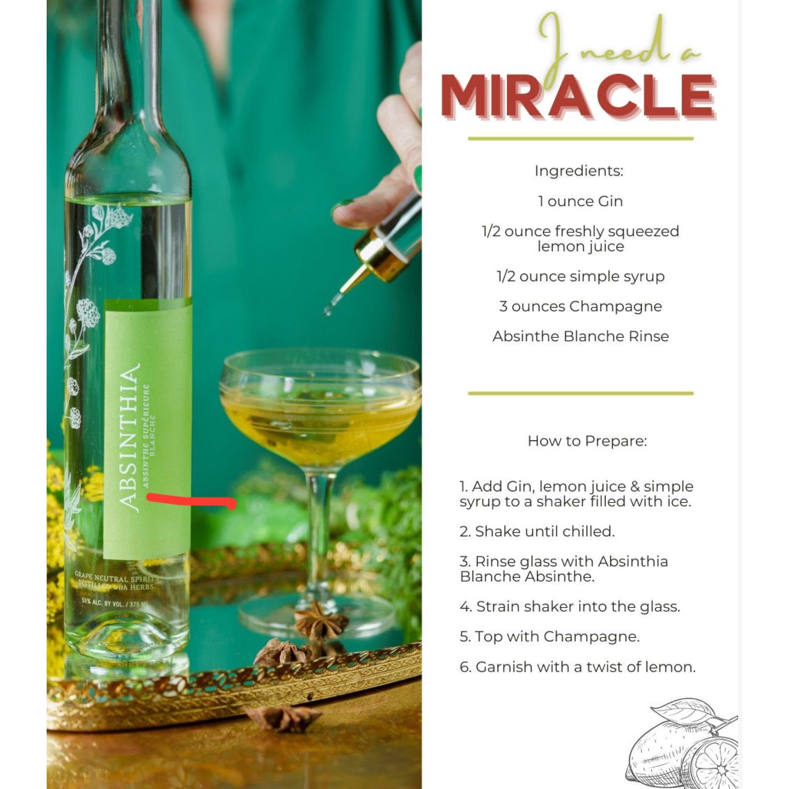 I Need A Miracle Cocktail Recipe – Absinthia's Bottled Spirits