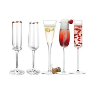1PCS Gold Trim Champagne Flute Glasses Cocktail Glasses Elegant Designed Hand Blown, Lead Free, Champagne Cups