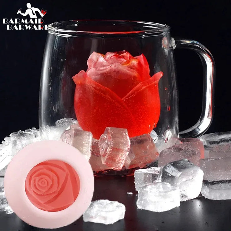 3D Silicone Rose Shape Ice Cube Maker Ice Cream Silicone Mold Ice Ball Maker Reusable Whiskey Cocktail Mould форма для льда