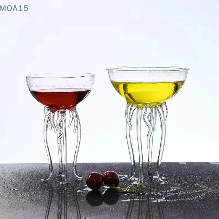 150ml Creative Cocktail Glass Transparent Jellyfish Cup Juice Tall Glass Round Wine Champagne Drink Glassware Bar Restaurant