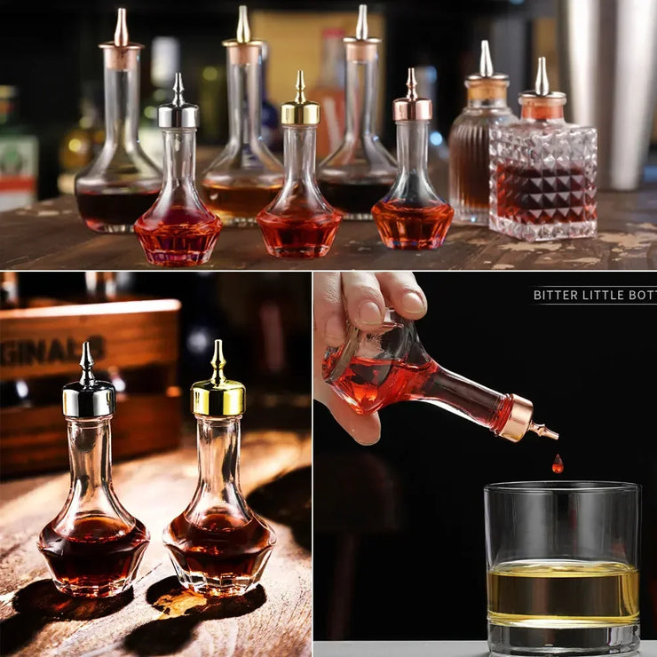 30/50/90/100ml Stainless Steel Cocktail Bitters Bottle Cocktail Absinthe Mixer Bottle with Cap Vintage Professional Bar Tools