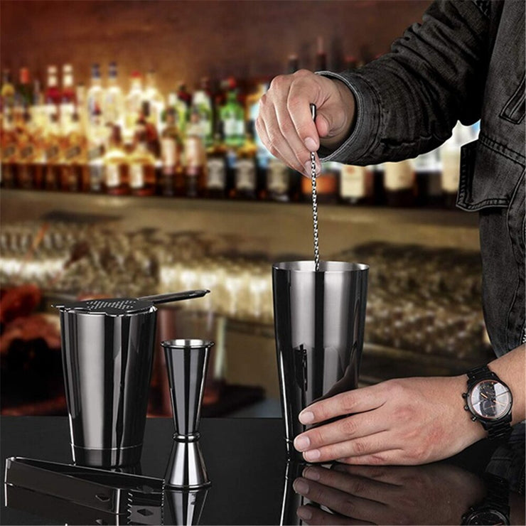 Cocktail Shaker Bar Set: 2 Weighted Boston Shakers,Cocktail Strainer, Jigger,Muddler and Spoon, Ice Tong and 6 Bottle Pourer