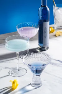 Absinthia Absinthe Bleue Naturally colored with butterfly pea flower. The most beautiful pour on the menu.