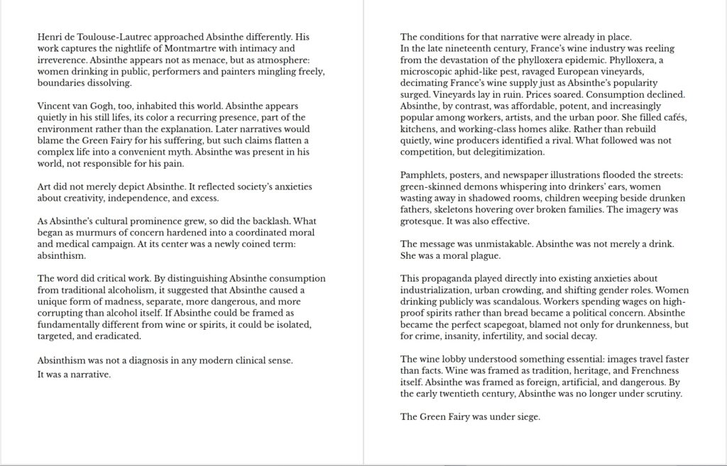 Text Excerpt from the Green Fairy's Canvas