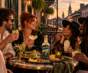 Fairy Dust botanical cocktail mixer at a New Orleans balcony gathering